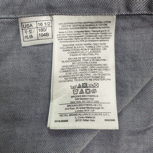 Brooks Brothers Vintage 90s Dress Shirt Mens 16.5 34 Blue Twill Egyptian Cotton - Picture 9 of 14